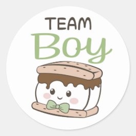 セージグリーンボウタイとS'more Team Boyステッカー ラウンドシール