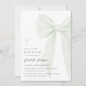 セージグリーンボウバプテスマ招待状 招待状 (正面)