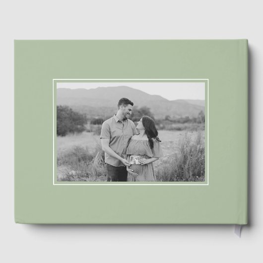 セージグリーンボウパーソナライズされたベビーシャワーゲストブック ゲストブック (裏面)