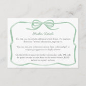 セージグリーンボウブライダルシャワー詳細QRコード エンクロージャーカード (正面)