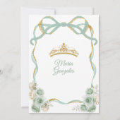 セージグリーンボウプリンセス金ゴールドクラウンキンセアニラ 招待状 (裏面)