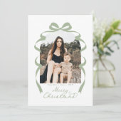 セージグリーンボウ写真メリークリスマスアーチ シーズンカード (スタンド正面)