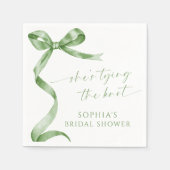 セージグリーンボウ彼女は結び目ブライダルシャワー スタンダードカクテルナプキン (正面)