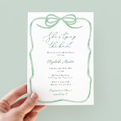 セージグリーンボウ彼女は結び目ブライダルシャワー 招待状
