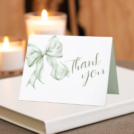 セージグリーンボウ赤ちゃんシャワーありがとう サンキューカード