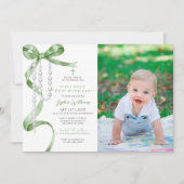 セージグリーンボウ&ロザリオ写真第1聖餐会 招待状 (正面)