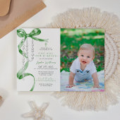 セージグリーンボウ&ロザリオ写真第1聖餐会 招待状