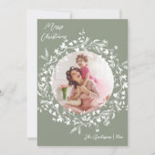 セージグリーンボエレガントーホワイルドフラワークリスマス シーズンカード (正面)