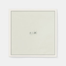セージグリーンボタニカルウェディングナプキンイニシャル入り スタンダードカクテルナプキン