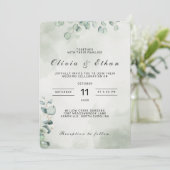 セージグリーンボタニカルウォーター結婚式招待状 招待状 (スタンド正面)