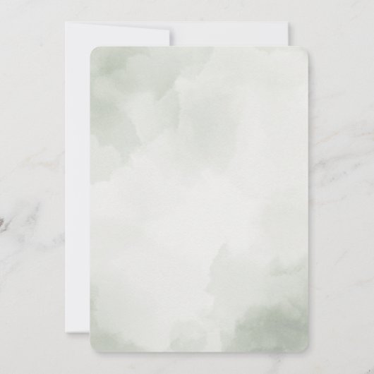 セージグリーンボタニカルウォーター結婚式招待状 招待状 (裏面)