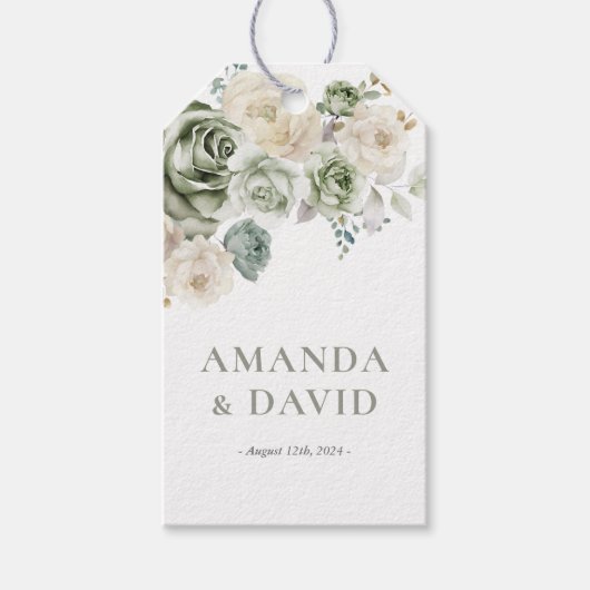 セージグリーンボタニカルエレガントな結婚式 ギフトタグ (正面)