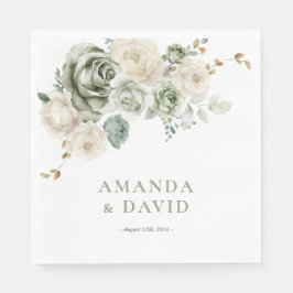 セージグリーンボタニカルエレガントな結婚式 スタンダードランチョンナプキン
