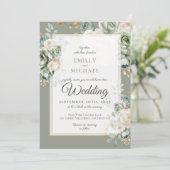 セージグリーンボタニカルエレガントウェディング招待状 招待状 (スタンド正面)