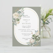 セージグリーンボタニカルエレガントウェディング招待状 招待状 (スタンド正面)