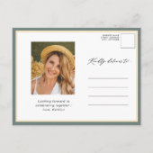 セージグリーンボタニカルエレガントスクリプトブライダルシャワー インビテーションポストカード (裏面)