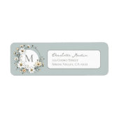 セージグリーンボタニカルボホモノグラム差出人住所 ラベル (正面)