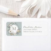 セージグリーンボタニカルボホモノグラム差出人住所 ラベル (インサイチュ)