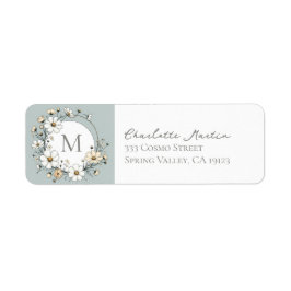 セージグリーンボタニカルボホモノグラム差出人住所 ラベル