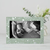 セージグリーンボタニカルメリークリスマスバラ金ゴールド 箔シーズンカード (立ち正面)