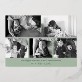 セージグリーンボタニカルメリークリスマスバラ金ゴールド 箔シーズンカード (裏面)