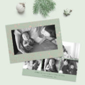 セージグリーンボタニカルメリークリスマスバラ金ゴールド 箔シーズンカード