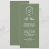 セージグリーンボタニカルモノグラム結婚クレスト メニュー (正面/裏面)