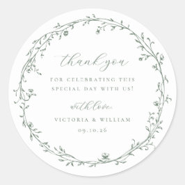 セージグリーンボタニカルリース結婚式の引き出物 ラウンドシール