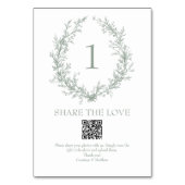 セージグリーンボタニカルリースQRコードフォトシェアリング テーブルナンバー (正面)