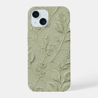セージグリーンボタニカルリーフ柄iPhoneケース iPhone 15ケース