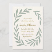 セージグリーンボタニカル手書きブライダルシャワー 招待状 (正面)