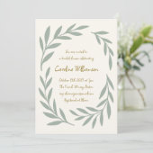 セージグリーンボタニカル手書きブライダルシャワー 招待状 (スタンド正面)