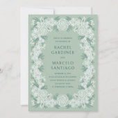 セージグリーンボタニカル結婚フローラ 招待状 (正面)