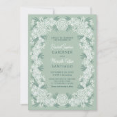 セージグリーンボタニカル結婚フローラ 招待状 (正面)