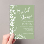 セージグリーンボタニカル離れブライダルシャワー アクリル招待状 (インサイチュ (ポータブル))