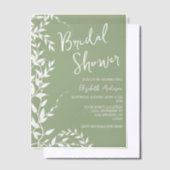セージグリーンボタニカル離れブライダルシャワー ベラム紙招待状 (オフセット)