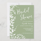 セージグリーンボタニカル離れブライダルシャワー 招待状 (正面)