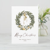 セージグリーンボヘミアンクリスマスリースグリーティング シーズンカード (スタンド正面)