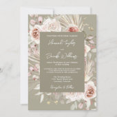 セージグリーンボホシック素朴フローラ結婚ズ 招待状 (正面)