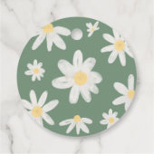 セージグリーンボホデイジーフラワーメッセージカード フェイバータグ (裏面)