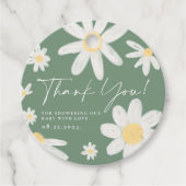 セージグリーンボホデイジーフラワーメッセージカード フェイバータグ (正面)
