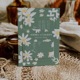 セージグリーンボホデイジーフラワー招待状用帯 招待状ベリーバンド