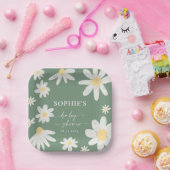 セージグリーンボホデイジーフラワー紙プレート ペーパープレート (パーティー)