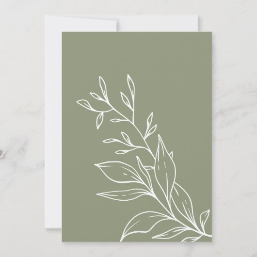 セージグリーンボホフラワー結婚ズたった今結婚しました 招待状 (裏面)