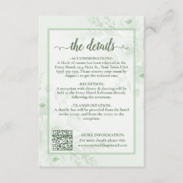 セージグリーンボホペオニーの結婚式詳細QRコード エンクロージャーカード
