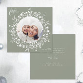 セージグリーンボホワイルドフラワークリスマスフォトスクエア シーズンカード