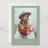 セージグリーンボホワイルドフラワーブライダルシャワー写真 招待状 (裏面)