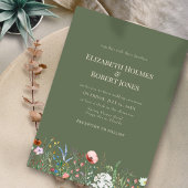 セージグリーンボホワイルドフラワー結婚式招待状 招待状