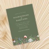 セージグリーンボホワイルドフラワー結婚式招待状 招待状