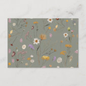 セージグリーンボホワイルドフラワー結婚式詳細カード エンクロージャーカード (裏面)